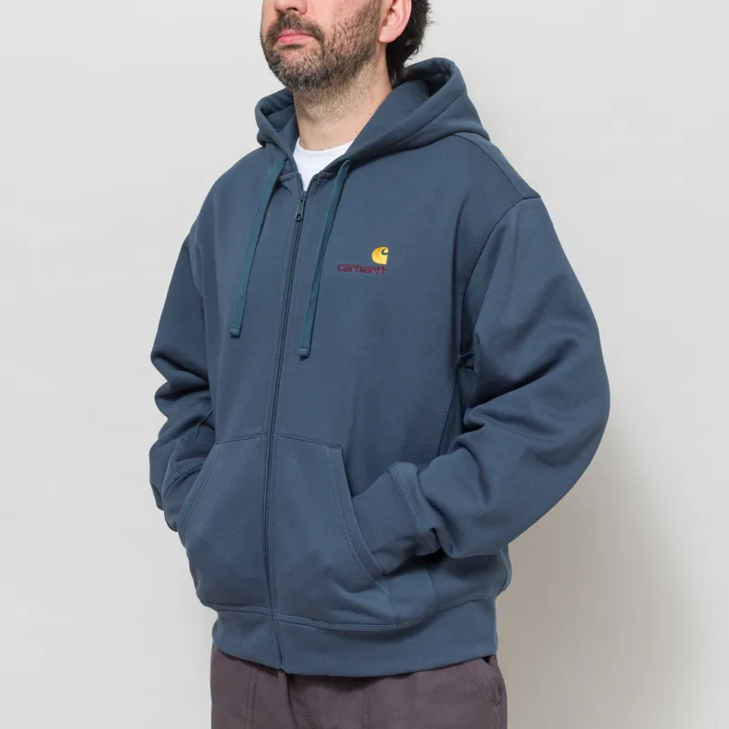 Carhartt WIP Hooded American Script Jacket Office Blue-2