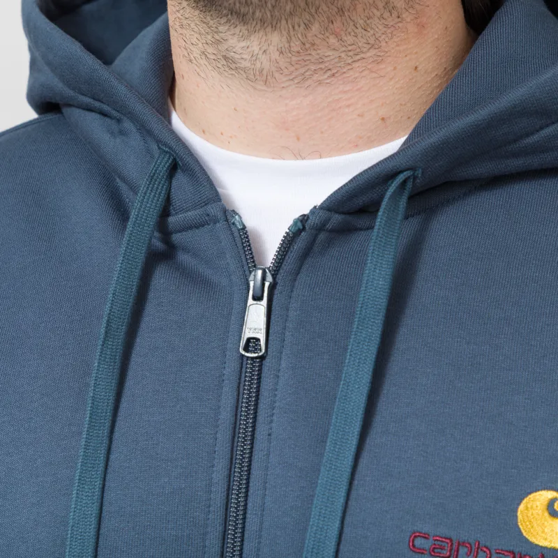 Carhartt WIP Hooded American Script Jacket Office Blue-6