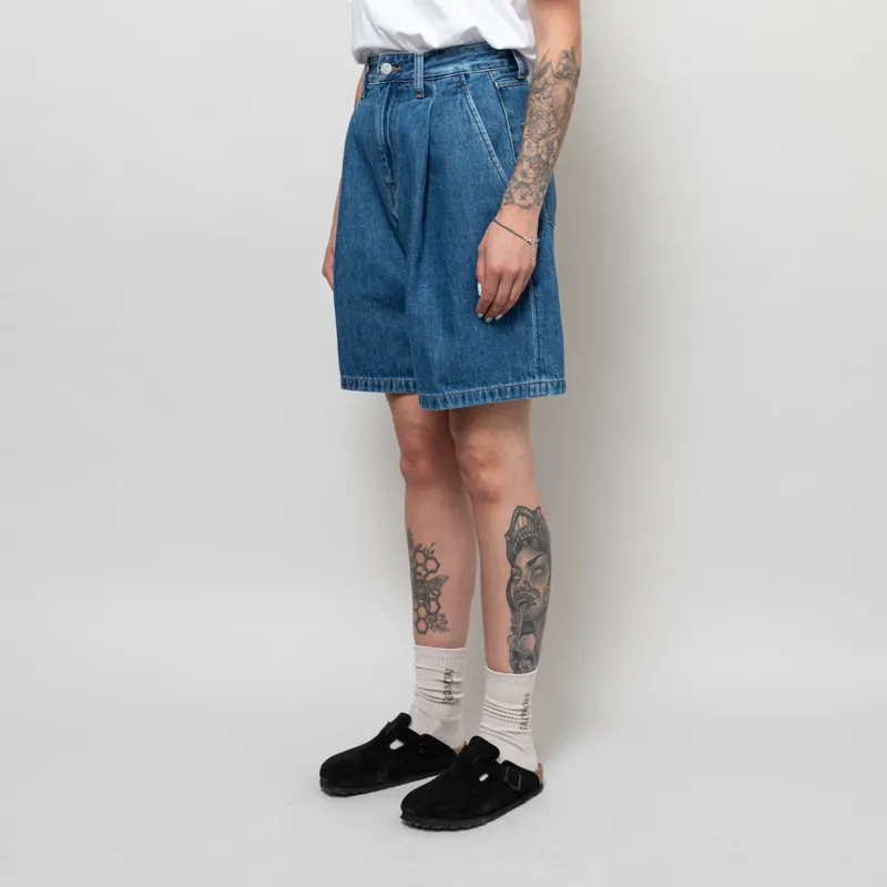 Carhartt WIP Womens Alta Shorts Blue Stone Washed-1