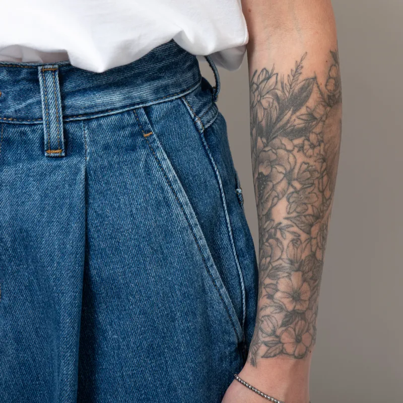 Carhartt WIP Womens Alta Shorts Blue Stone Washed-9