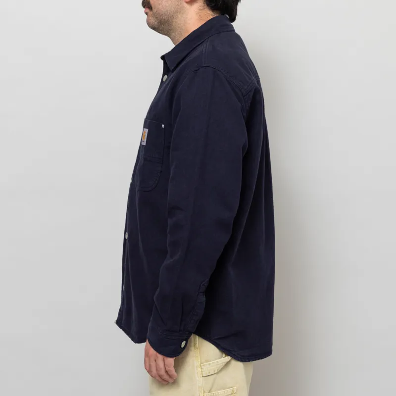 Carhartt WIP Walter Shirt Jac Dark Navy Garment Dyed-2