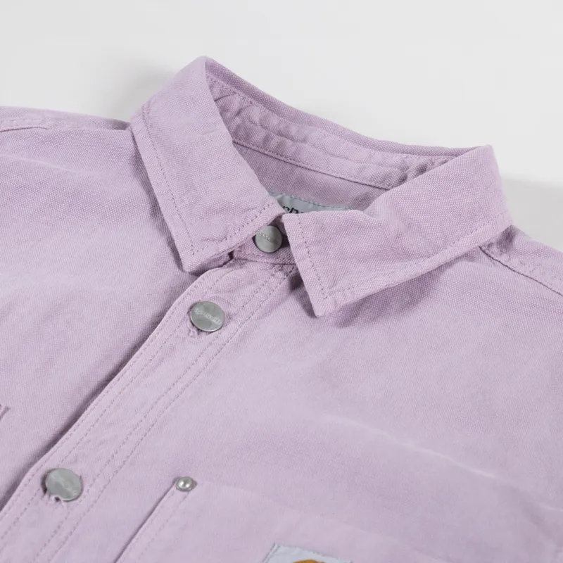 Carhartt WIP Walter Shirt Jac Pink Fog Garment Dyed-4