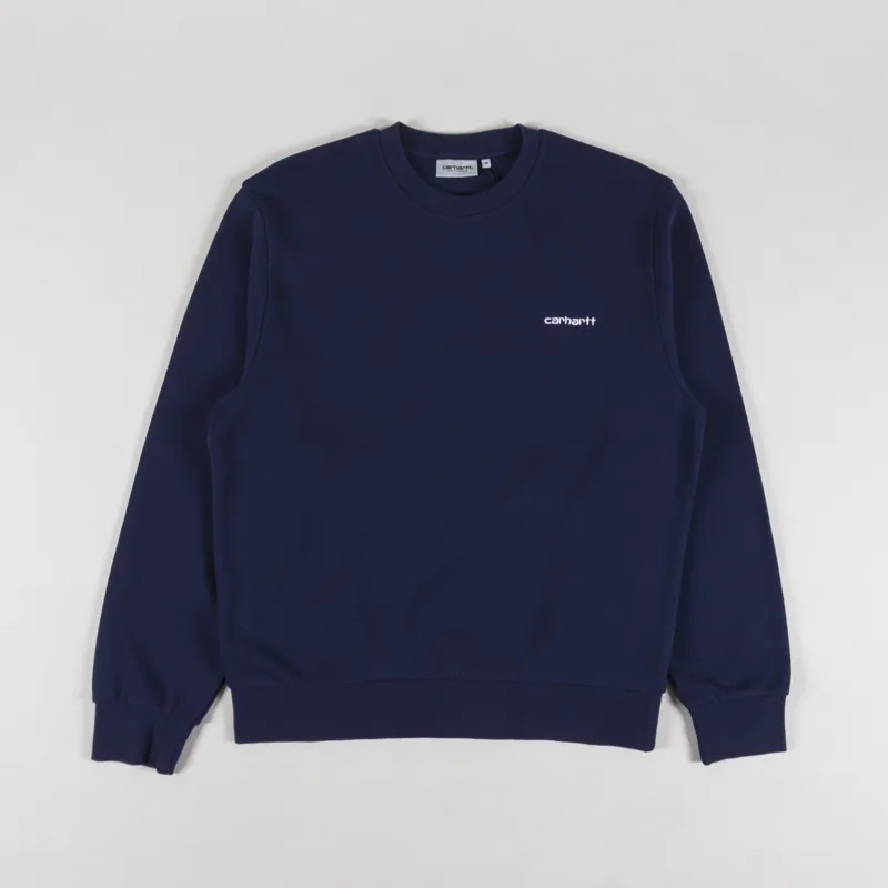 Carhartt WIP Script Embroidery Sweat Air Force Blue White
