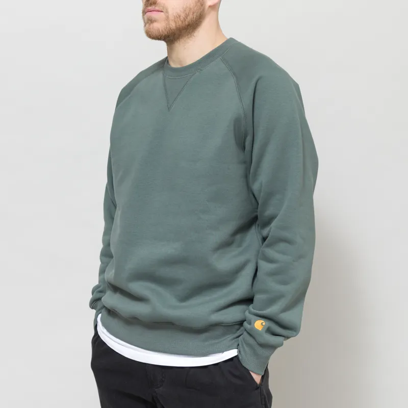 Carhartt WIP Chase Sweatshirt Velvet Green Gold-1