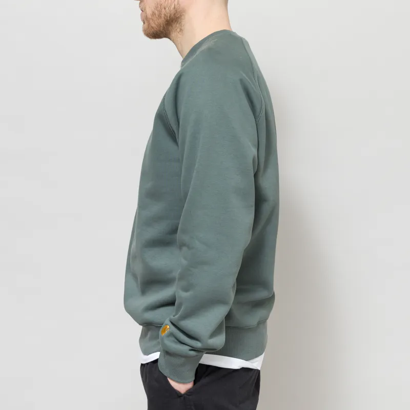 Carhartt WIP Chase Sweatshirt Velvet Green Gold-2