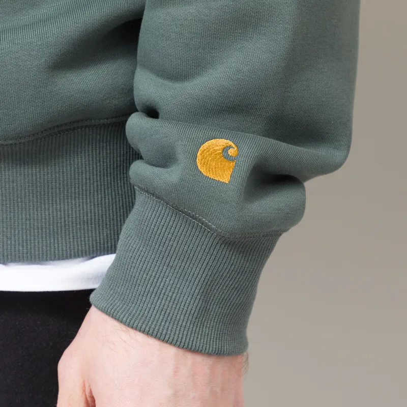 Carhartt WIP Chase Sweatshirt Velvet Green Gold-7