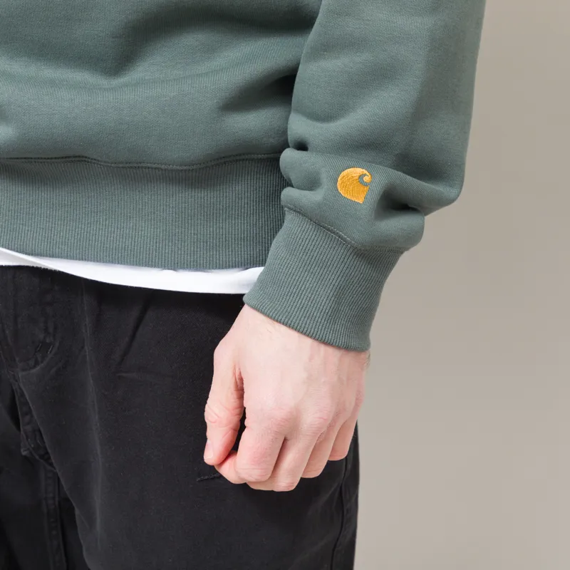 Carhartt WIP Chase Sweatshirt Velvet Green Gold-6
