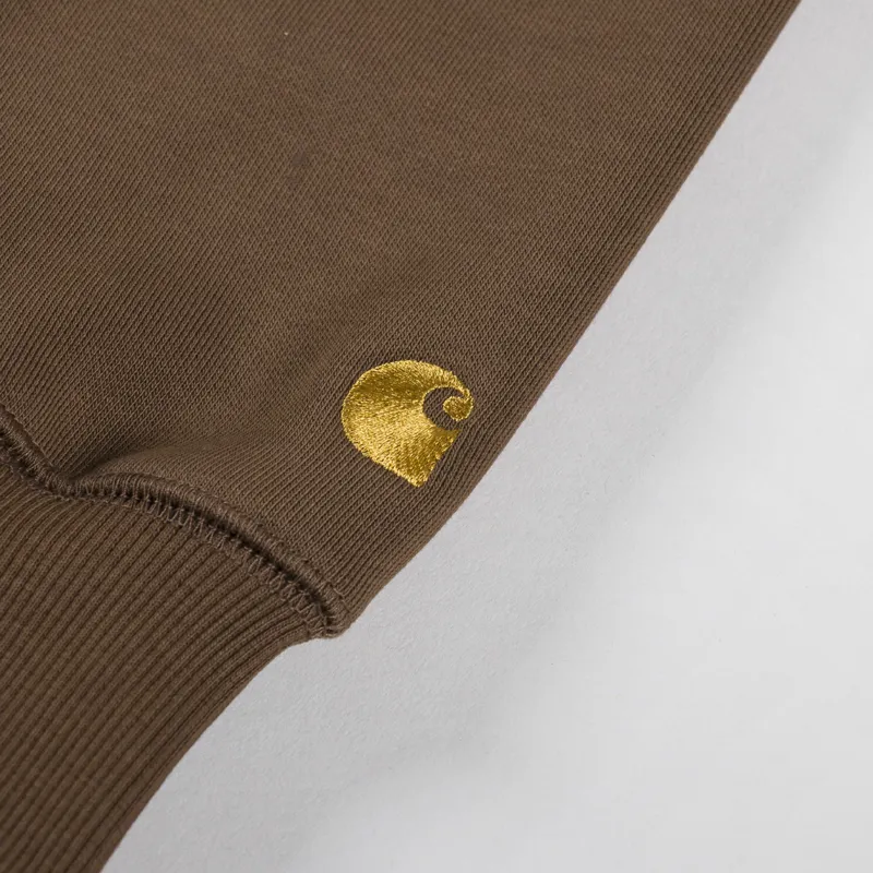 Carhartt WIP Chase Sweatshirt Chocolate Gold-6