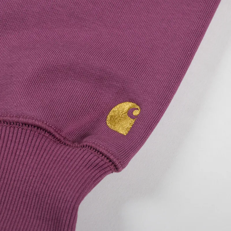 Carhartt WIP Chase Sweatshirt Dusty Fuchsia Gold-4