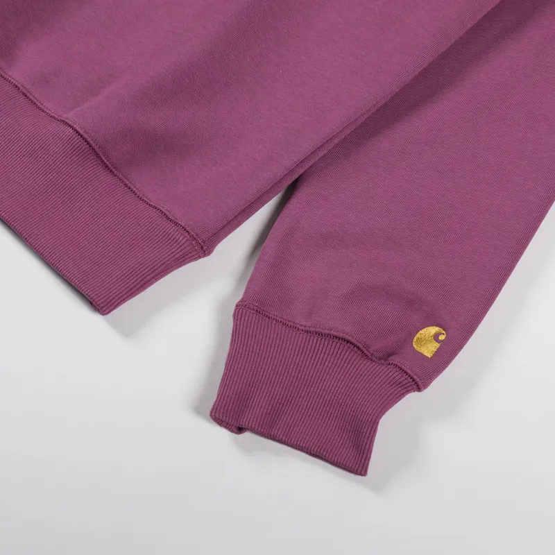 Carhartt WIP Chase Sweatshirt Dusty Fuchsia Gold-5