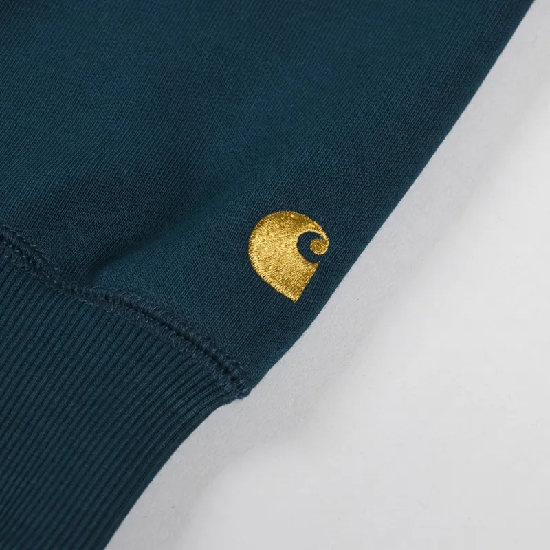 Carhartt WIP Chase Sweatshirt Duck Blue Gold-4