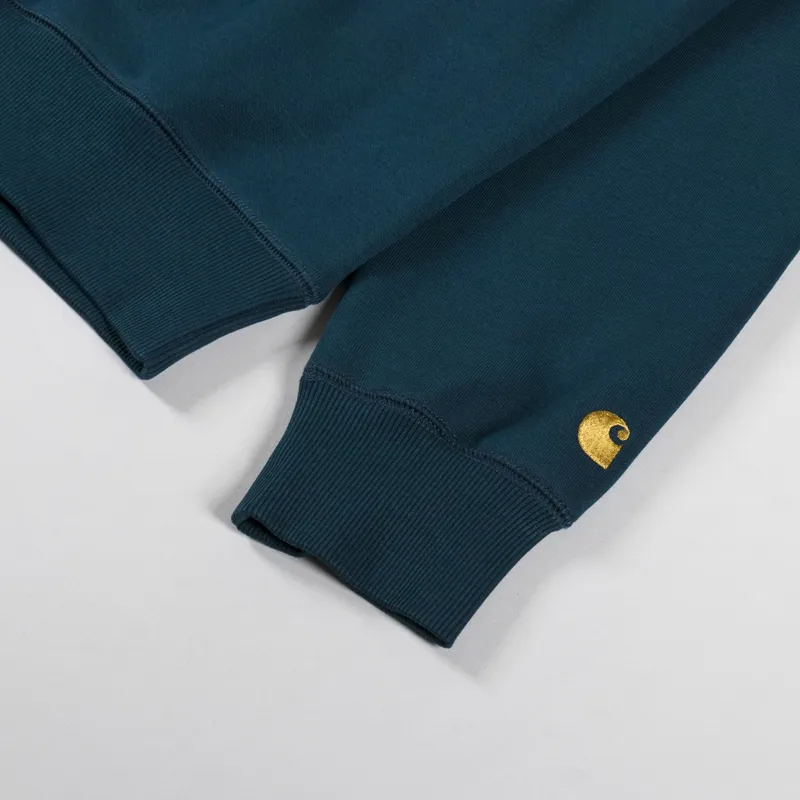 Carhartt WIP Chase Sweatshirt Duck Blue Gold-5