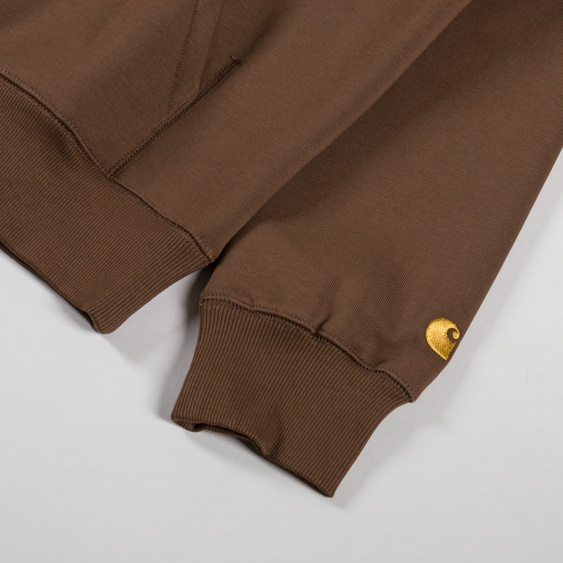 Carhartt WIP Hooded Chase Sweat Chocolate Gold-6