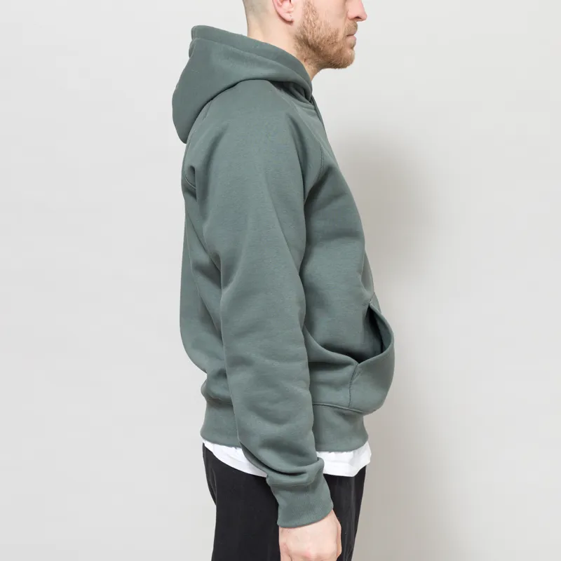 Carhartt WIP Hooded Chase Sweat Velvet Green Gold-5