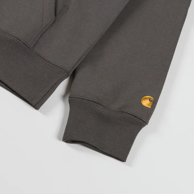 Carhartt WIP Hooded Chase Sweat Shungite Gold-6