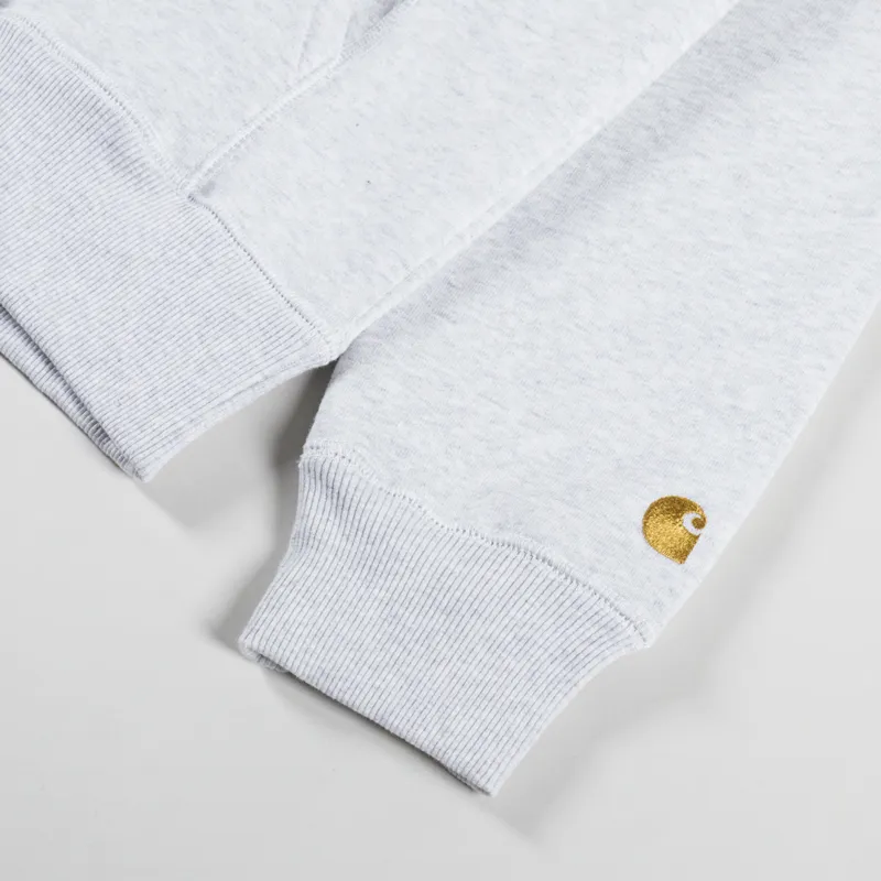 Carhartt WIP Hooded Chase Sweat Ash Heather Gold-6