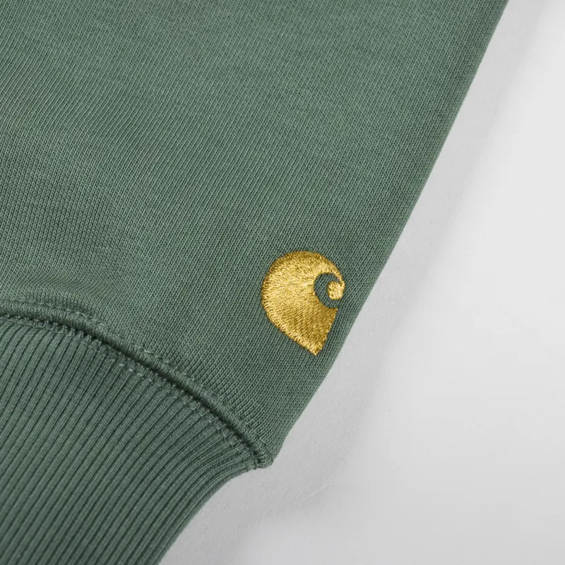 Carhartt WIP Hooded Chase Sweat Duck Green Gold-3