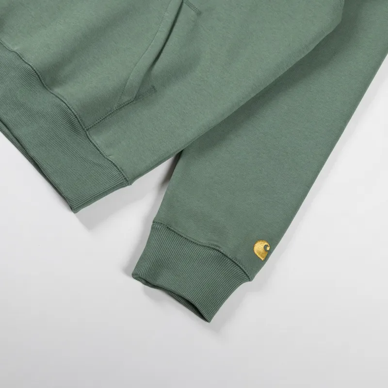 Carhartt WIP Hooded Chase Sweat Duck Green Gold-2
