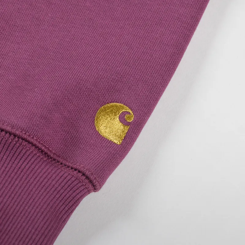 Carhartt WIP Hooded Chase Sweat Dusty Fuchsia Gold-4