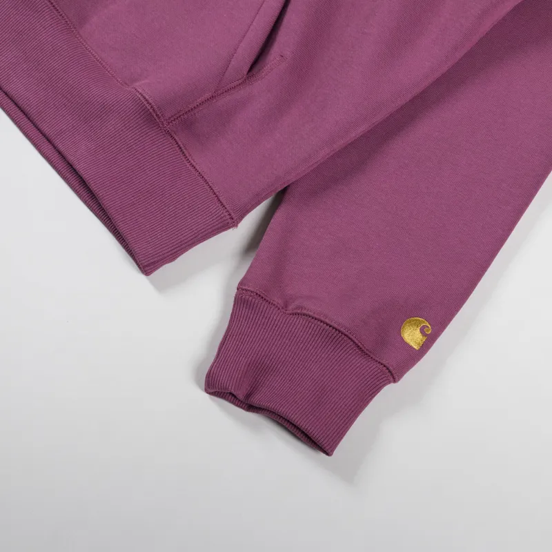 Carhartt WIP Hooded Chase Sweat Dusty Fuchsia Gold-6