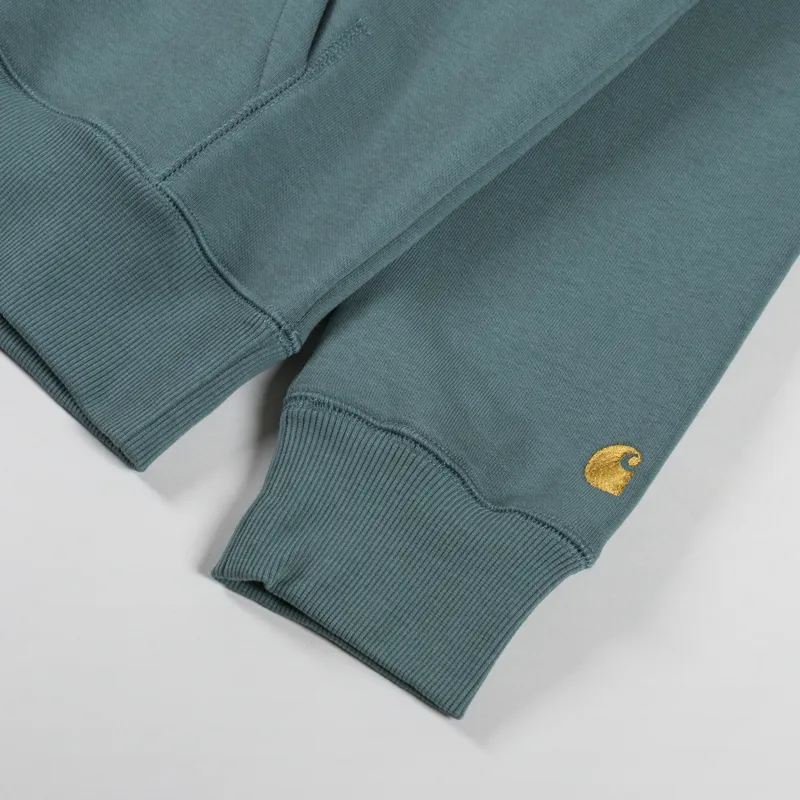 Carhartt WIP Hooded Chase Sweat Silver Pine Gold-6