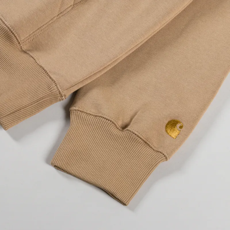 Carhartt WIP Hooded Chase Sweat Dusty H Brown Gold-7