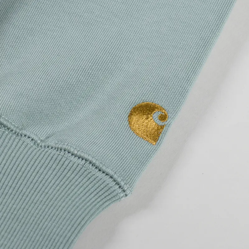 Carhartt WIP Hooded Chase Sweat Frosted Green Gold-5