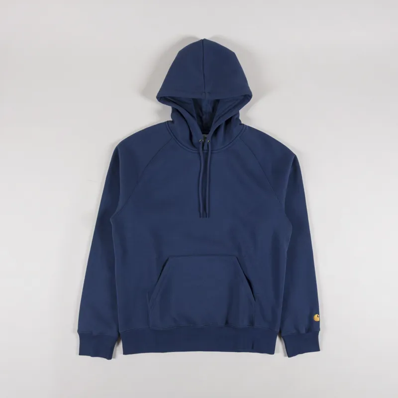 Carhartt WIP Hooded Chase Sweat Dusky Blue Gold