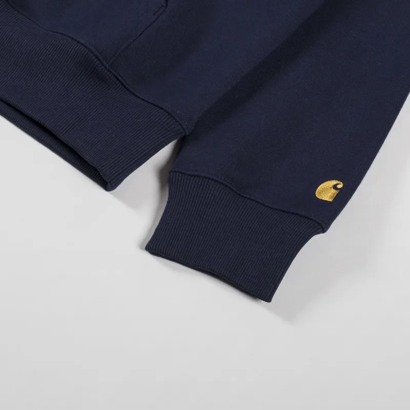 Carhartt WIP Chase Neck Zip Sweat Dark Navy Gold-6