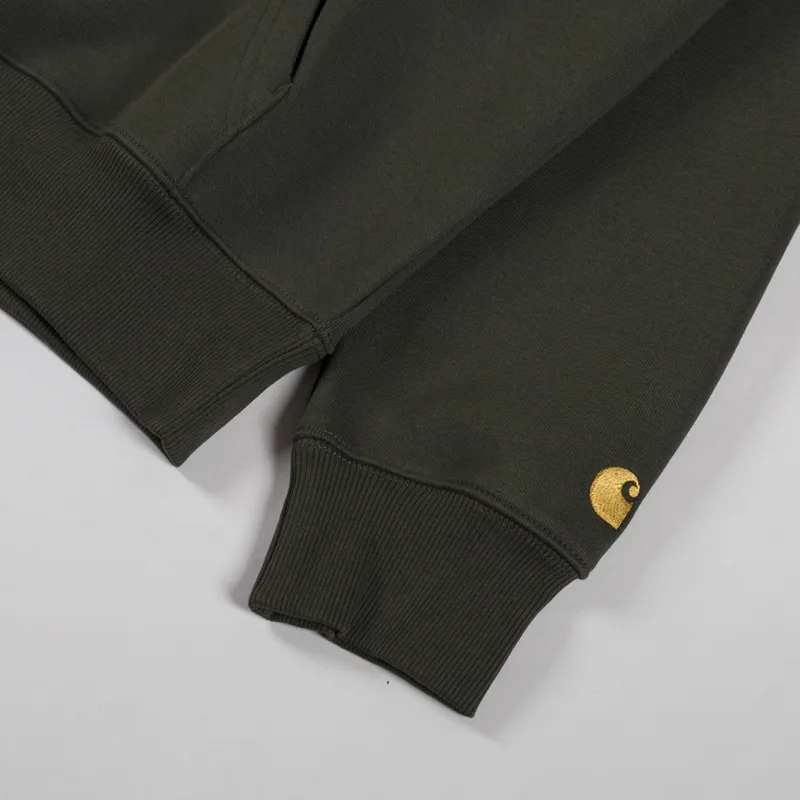 Carhartt WIP Chase Neck Zip Sweat Olive Gold-6