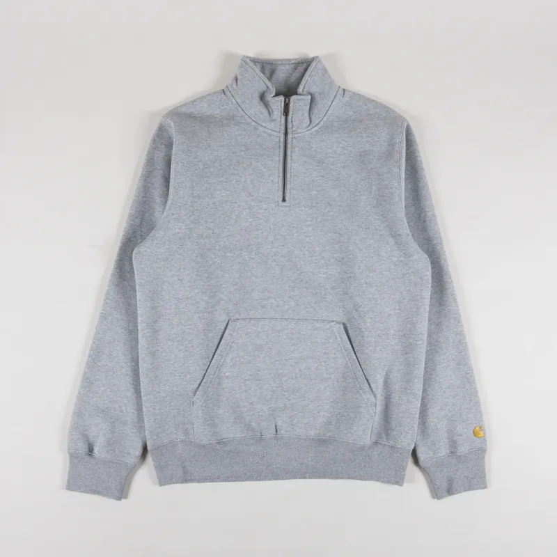 Carhartt WIP Chase Neck Zip Sweat Grey Heather Gold