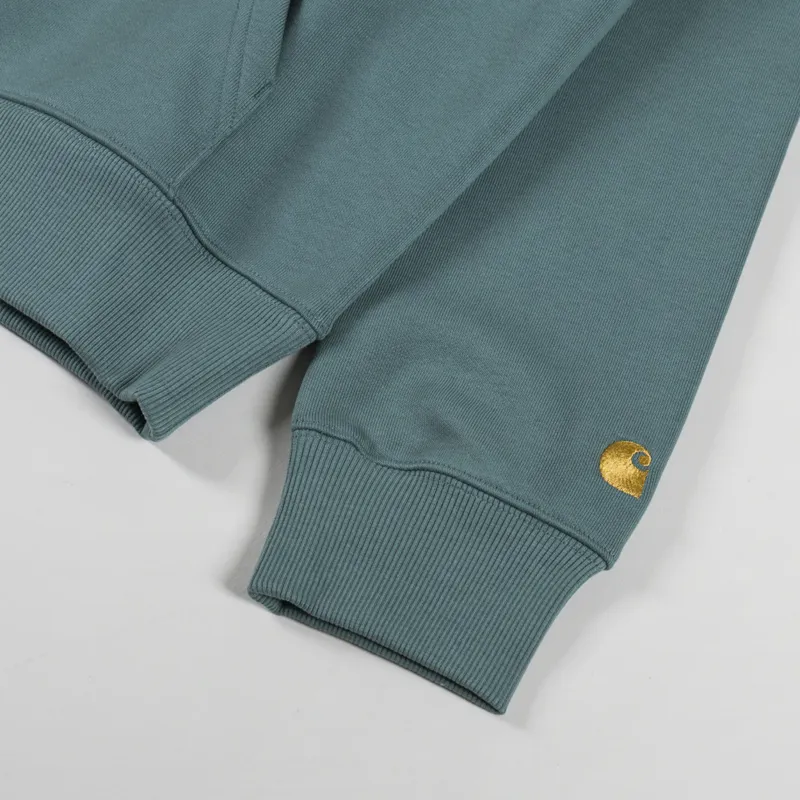 Carhartt WIP Chase Neck Zip Sweat Silver Pine Gold-6