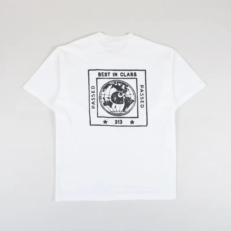 Carhartt WIP Mens Stamp Logo T Shirt Tee White Black