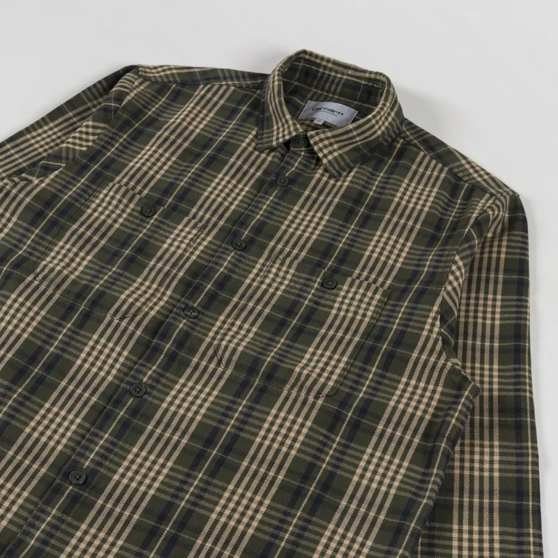 Carhartt WIP Mandlik Shirt Office Green Check-2