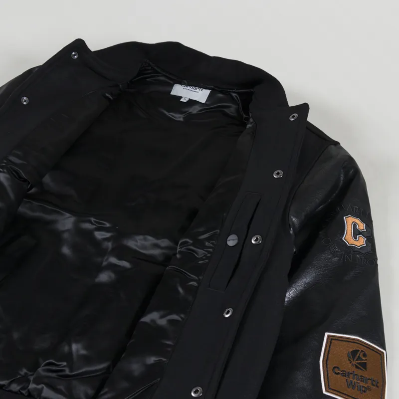 Carhartt WIP Mens Brown Ducks Embroidered Bomber Jacket Black