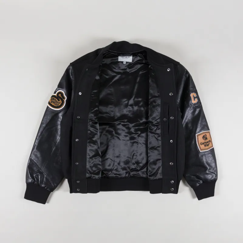 Carhartt WIP Mens Brown Ducks Embroidered Bomber Jacket Black