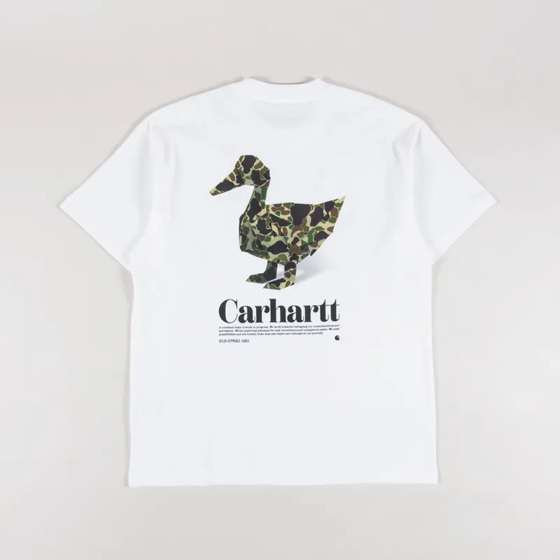 Carhartt WIP Mens Graphic Printed Fold Duck T Shirt Tee White
