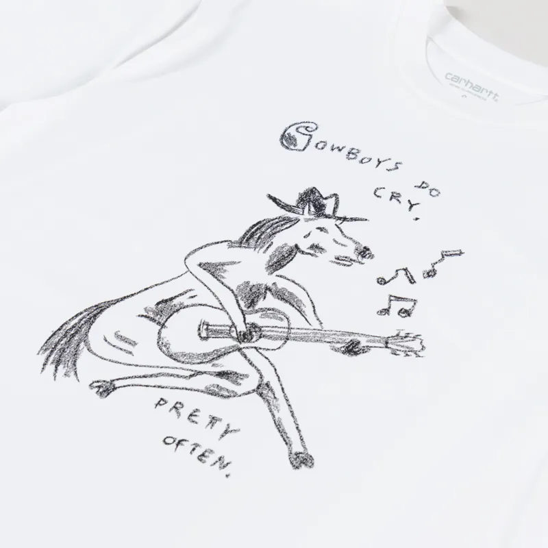 Carhartt WIP Womens Pepe Sad Cowboy T Shirt White Black-2