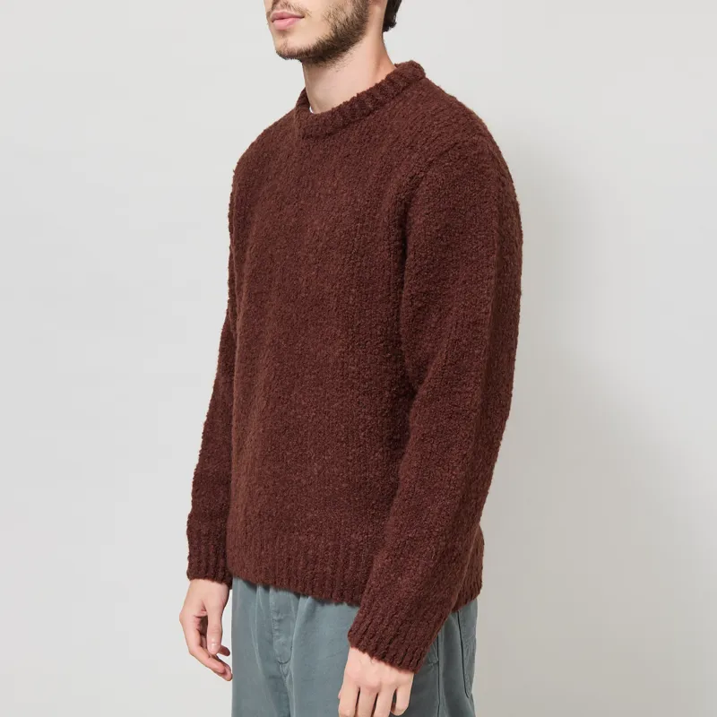 Edwin Dun Textured Sweater Rum Raisin-1