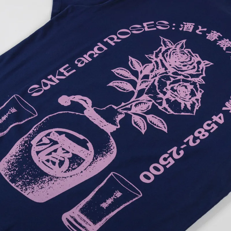 Edwin Sake And Roses T Shirt Maritime Blue-4