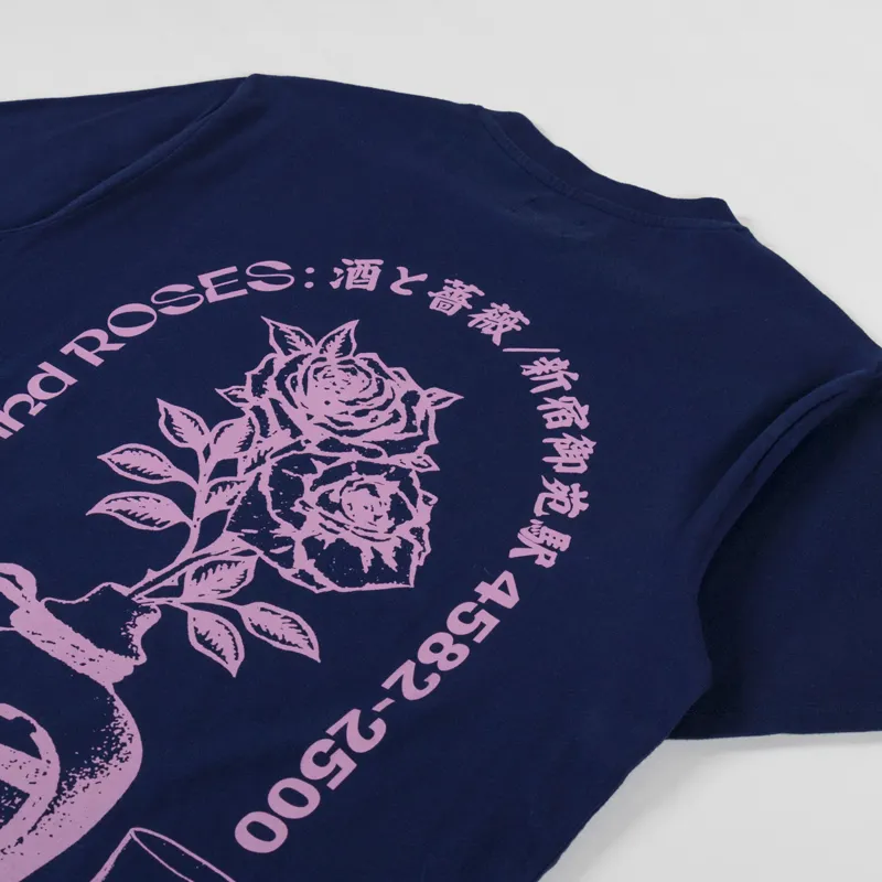 Edwin Sake And Roses T Shirt Maritime Blue-2