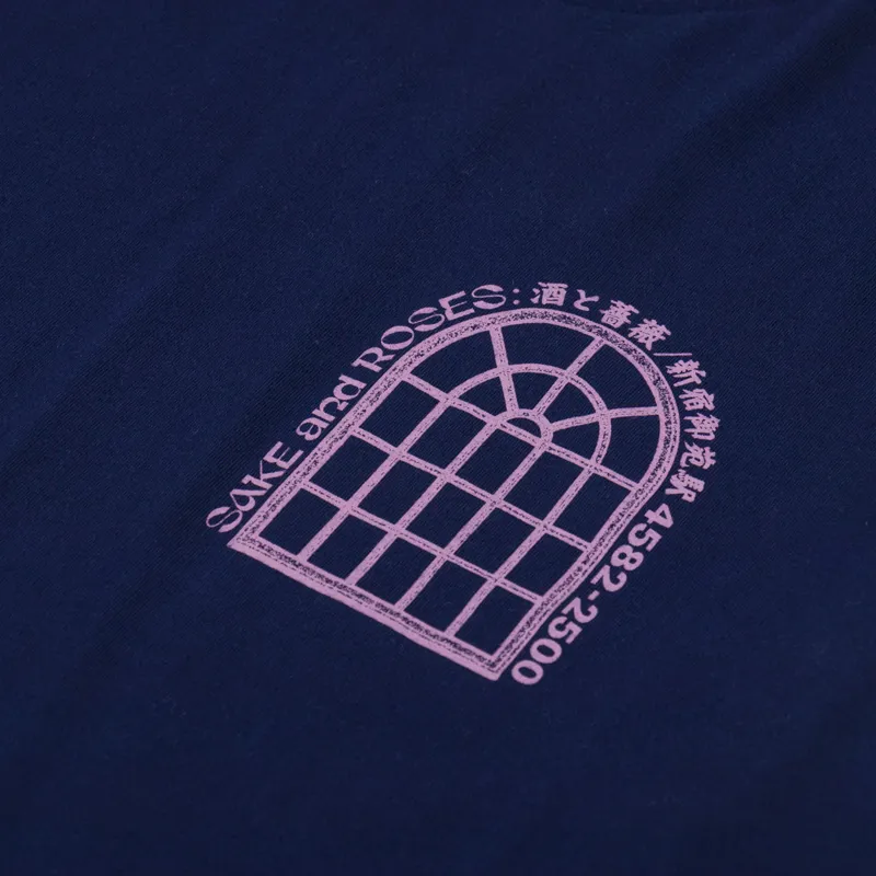 Edwin Sake And Roses T Shirt Maritime Blue-5