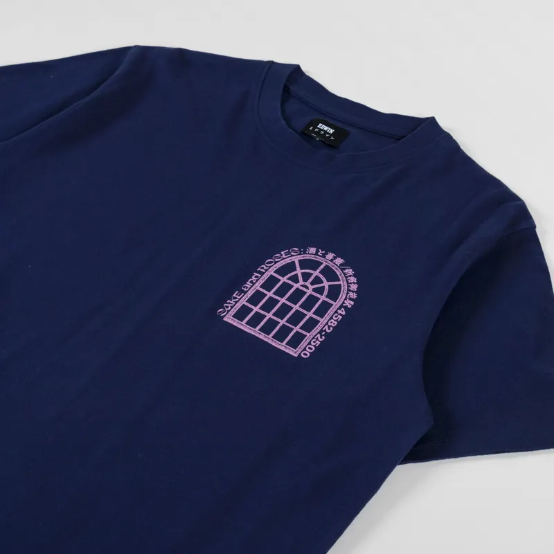 Edwin Sake And Roses T Shirt Maritime Blue-3