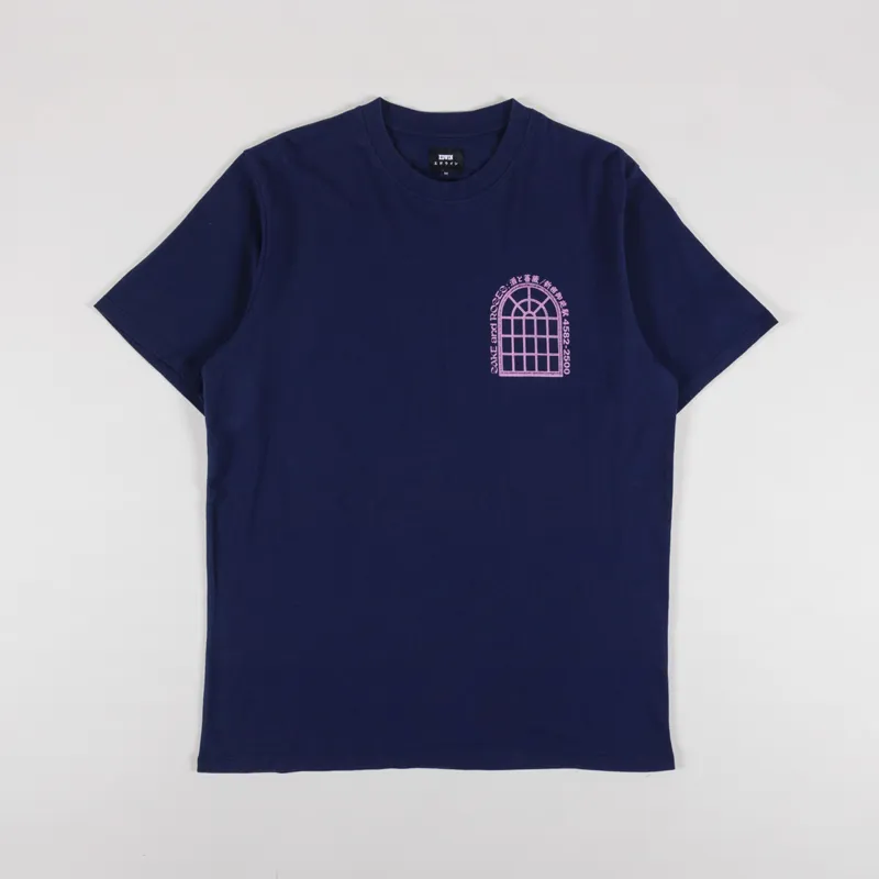 Edwin Sake And Roses T Shirt Maritime Blue-1