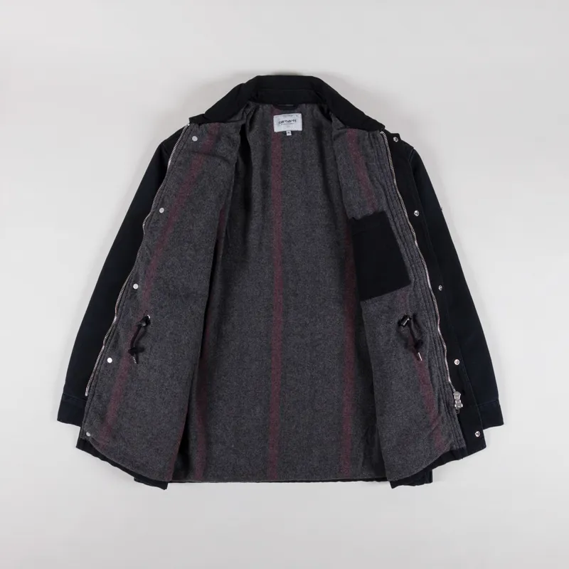 Carhartt WIP Mens OG Santa Fe Coat Black Stone Dearborn Canvas