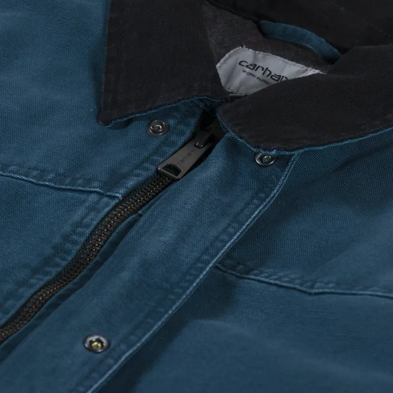 Carhartt WIP OG Santa Fe Coat Deep Lagoon Black Dearborn Canvas-12