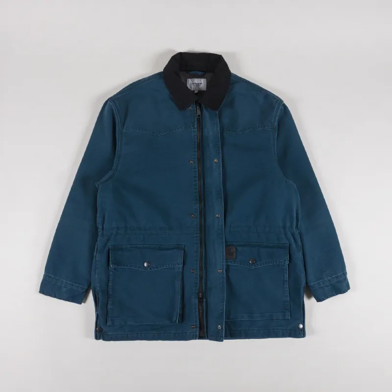 Carhartt WIP OG Santa Fe Coat Deep Lagoon Black Dearborn Canvas-1