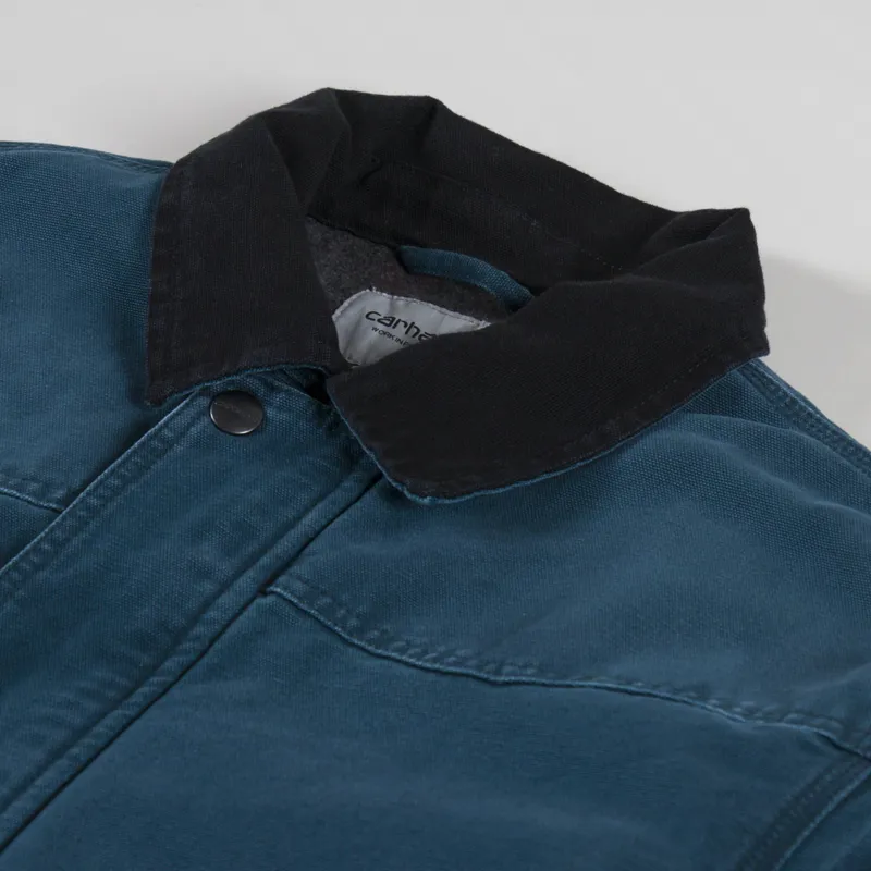 Carhartt WIP OG Santa Fe Coat Deep Lagoon Black Dearborn Canvas-7