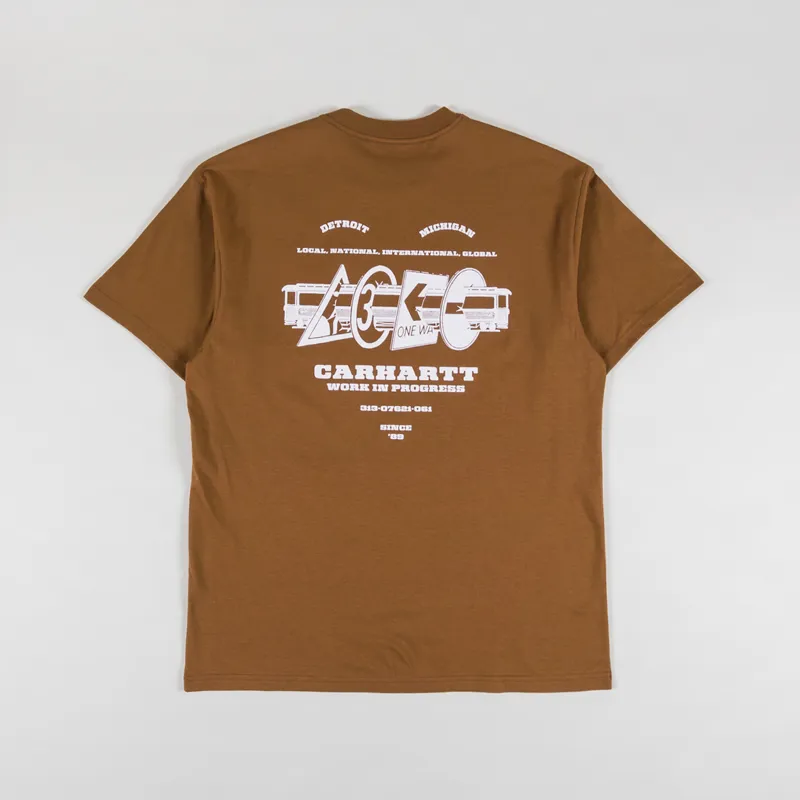 Carhartt WIP Runaway T Shirt Hamilton Brown White