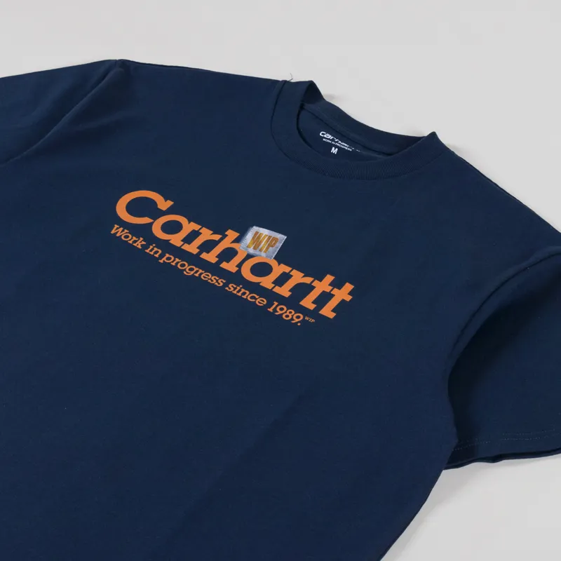 Carhartt WIP Mens Graphic Label Script Logo Tee T Shirt Blue